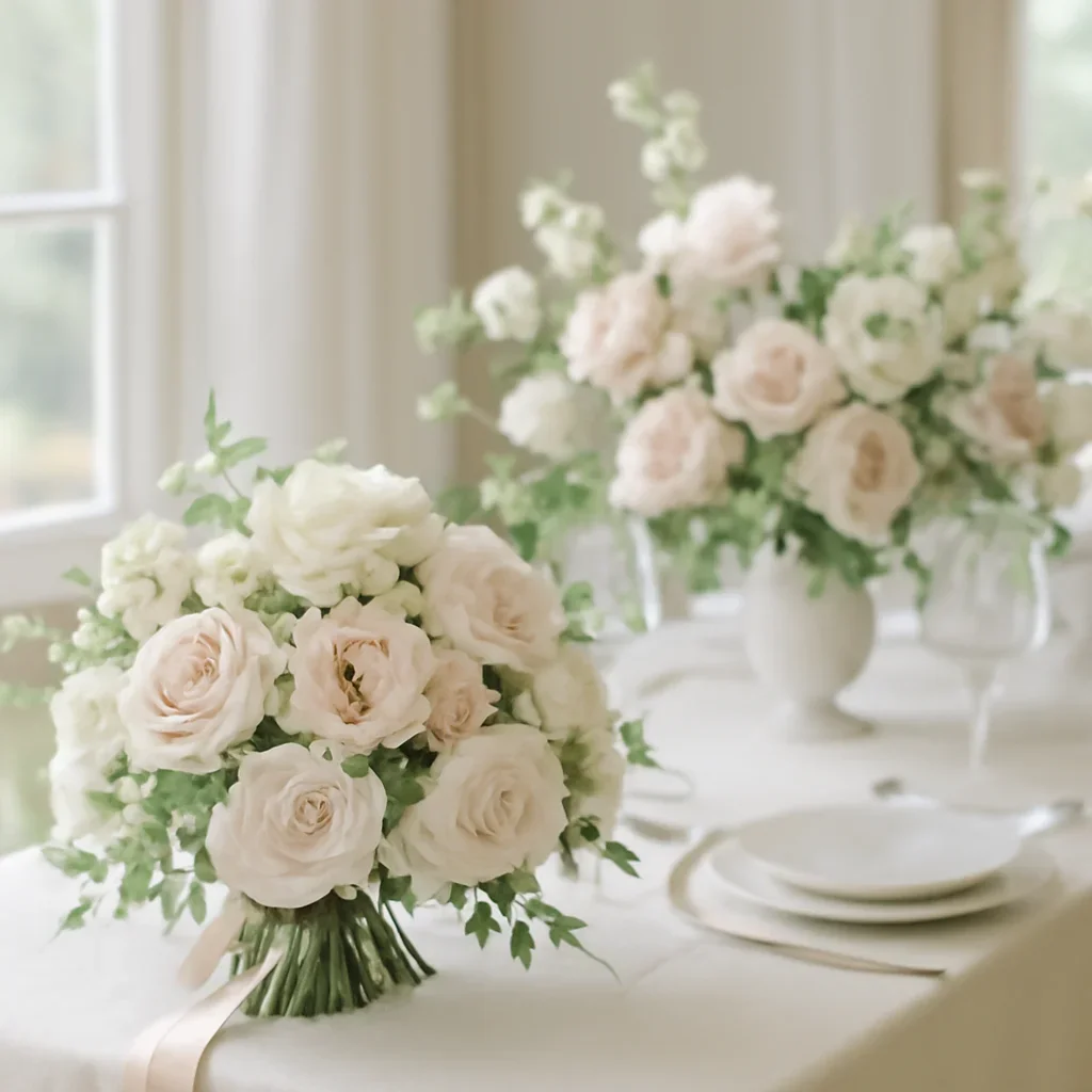 Wedding bouquet and reception florals ready for a Tampa celebration