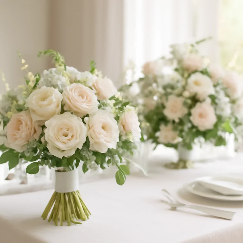 Wedding bouquet and reception florals ready for a Tampa celebration
