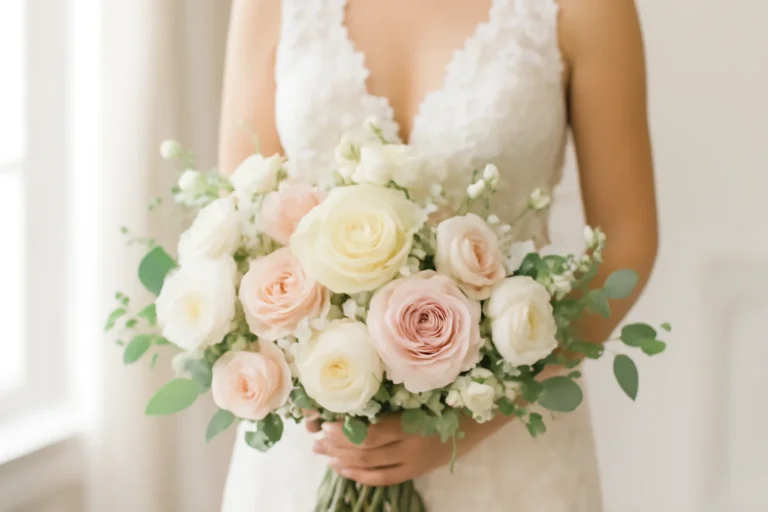 Bridal Bouquet Styles That Work Best for Different Dresses floral design detail for a Tampa wedding