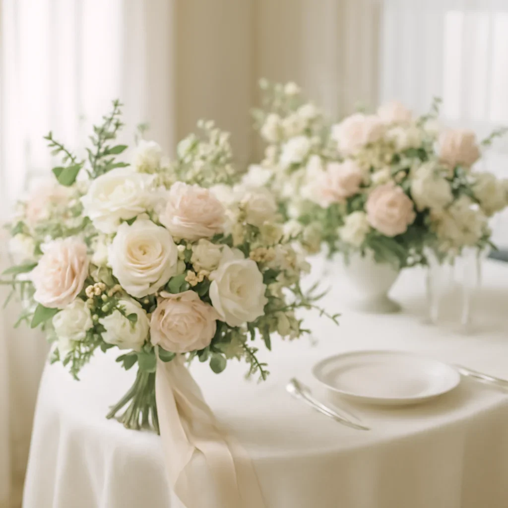 Wedding bouquet and reception florals ready for a Tampa celebration