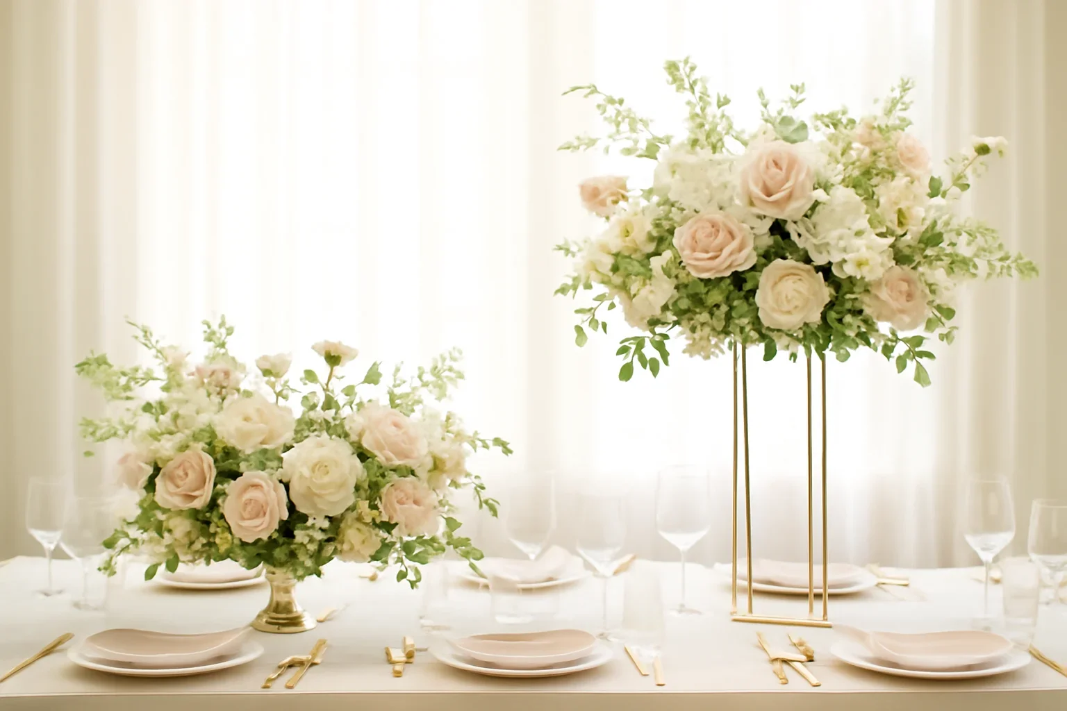 Low vs Tall Centerpieces for Wedding Receptions floral design detail for a Tampa wedding