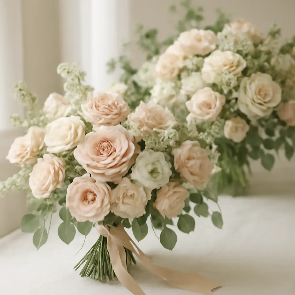 Wedding bouquet and reception florals ready for a Tampa celebration