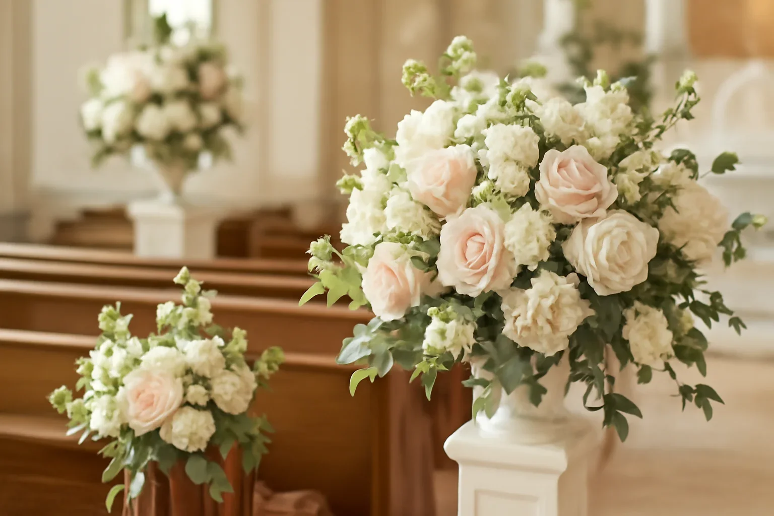Church Ceremony & Reception Flowers floral design detail for a Tampa wedding