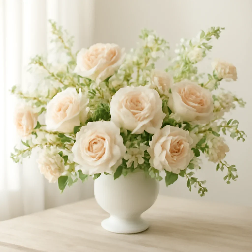 Wedding flower arrangement supporting the fresh flowers vs faux flowers page