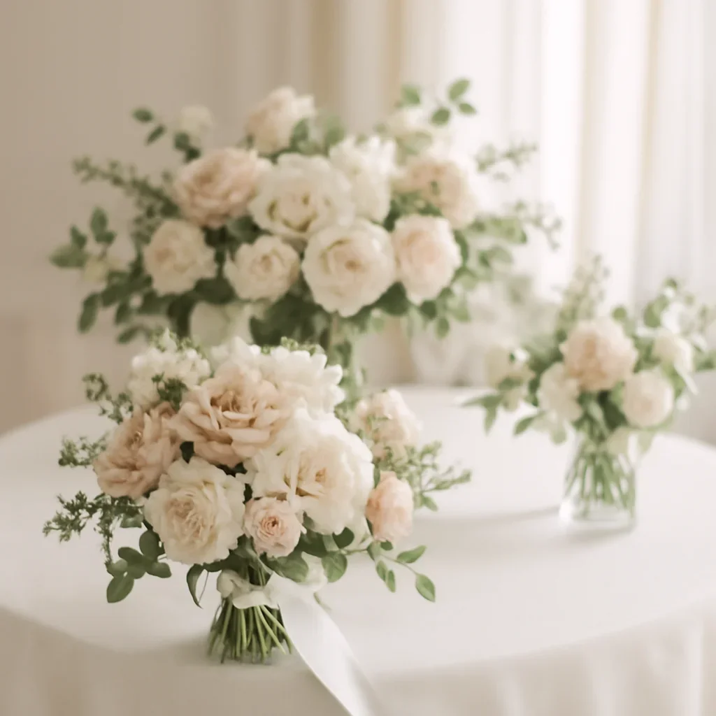 Wedding bouquet and reception florals ready for a Tampa celebration