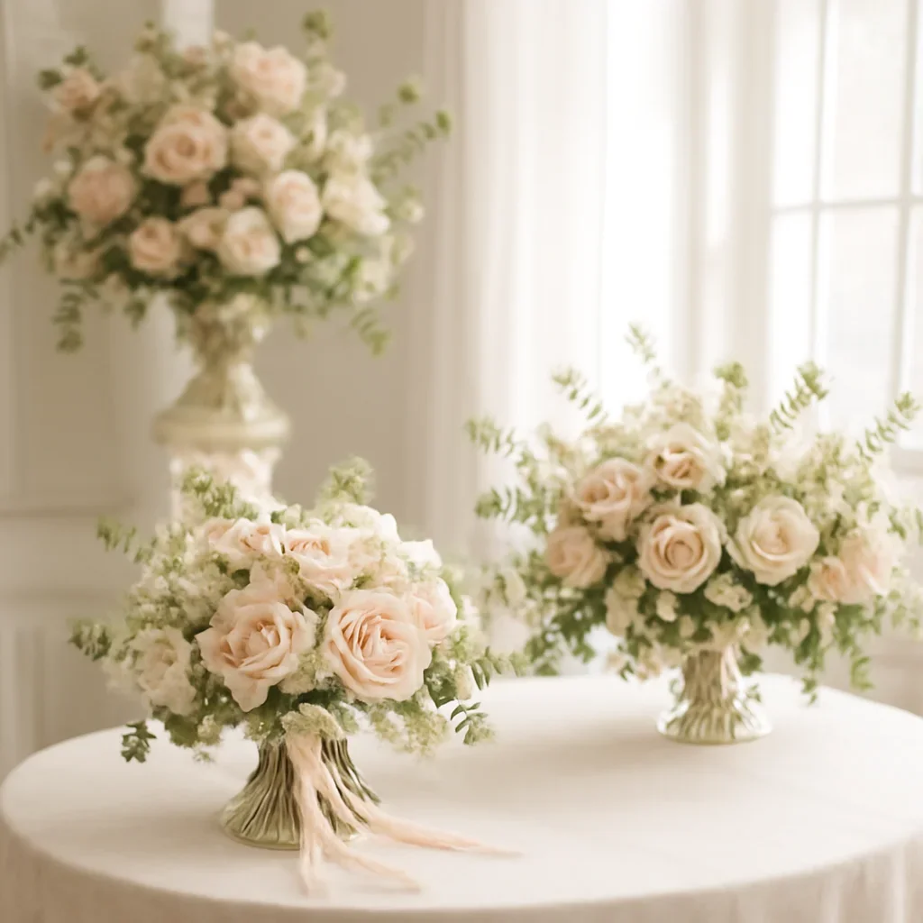 Wedding bouquet and reception florals ready for a Tampa celebration