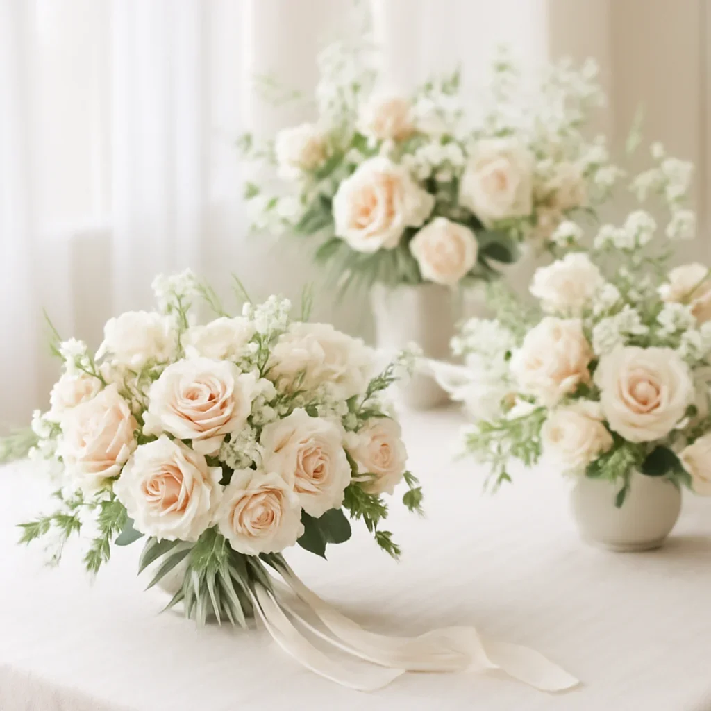 Wedding bouquet and reception florals ready for a Tampa celebration