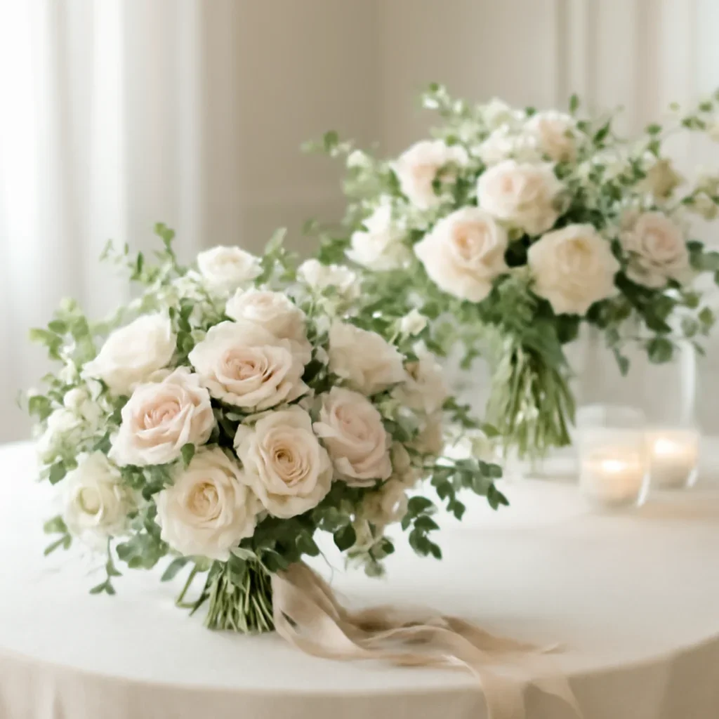 Wedding bouquet and reception florals ready for a Tampa celebration