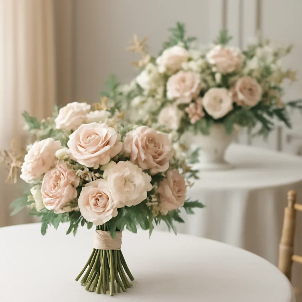 Wedding bouquet and reception florals ready for a Tampa celebration