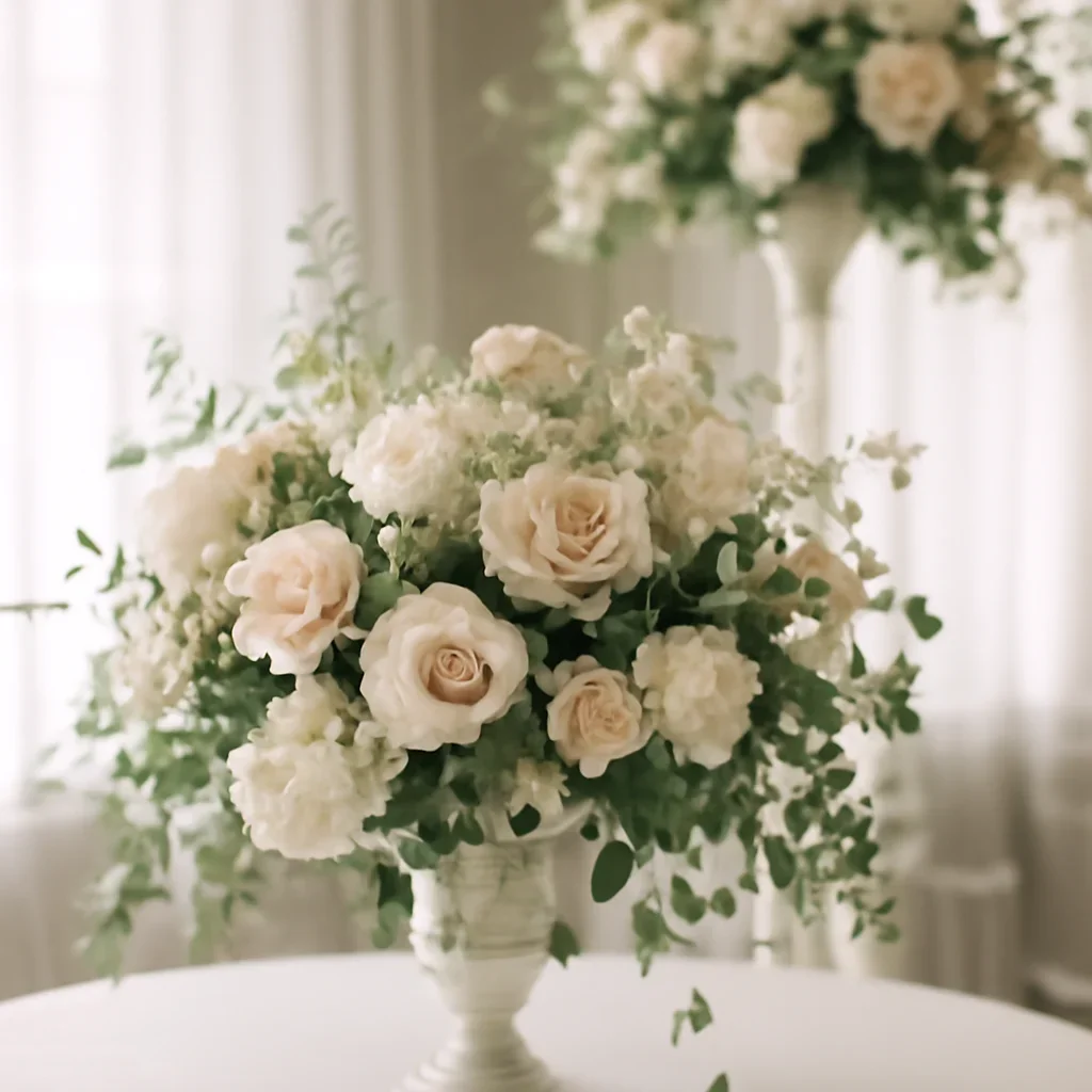 Wedding flower arrangement supporting the elevated centerpieces page