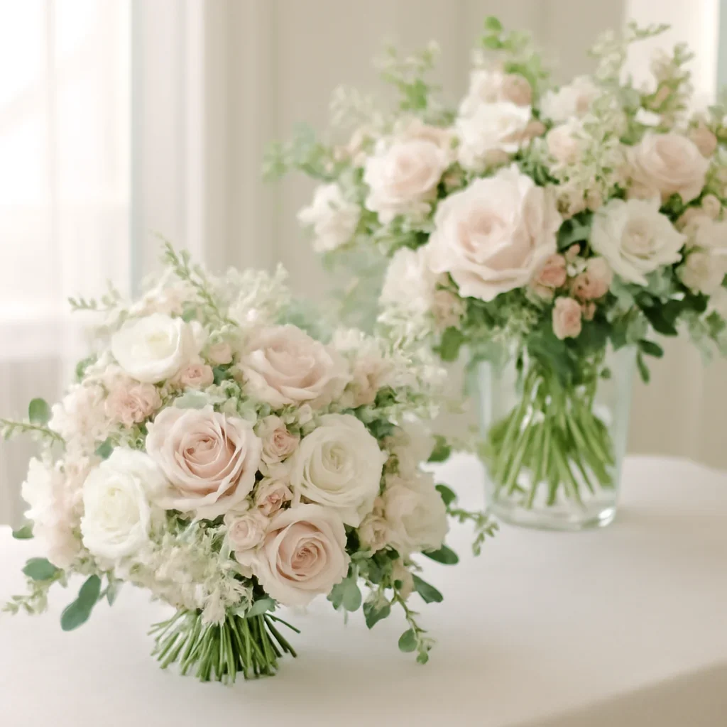 Wedding bouquet and reception florals ready for a Tampa celebration