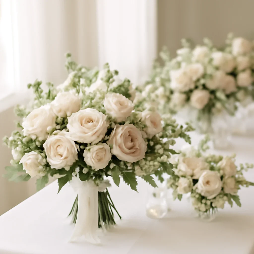 Wedding bouquet and reception florals ready for a Tampa celebration