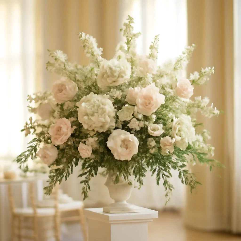 Wedding flower arrangement supporting the ballroom weddings page