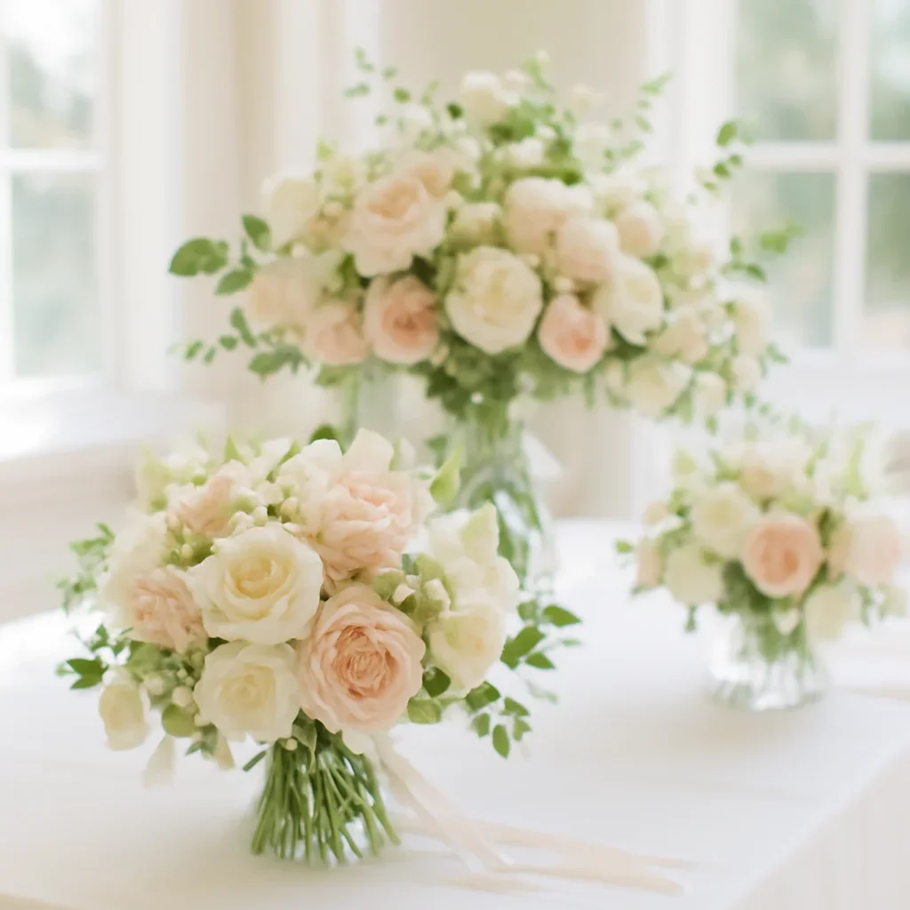 Wedding bouquet and reception florals ready for a Tampa celebration