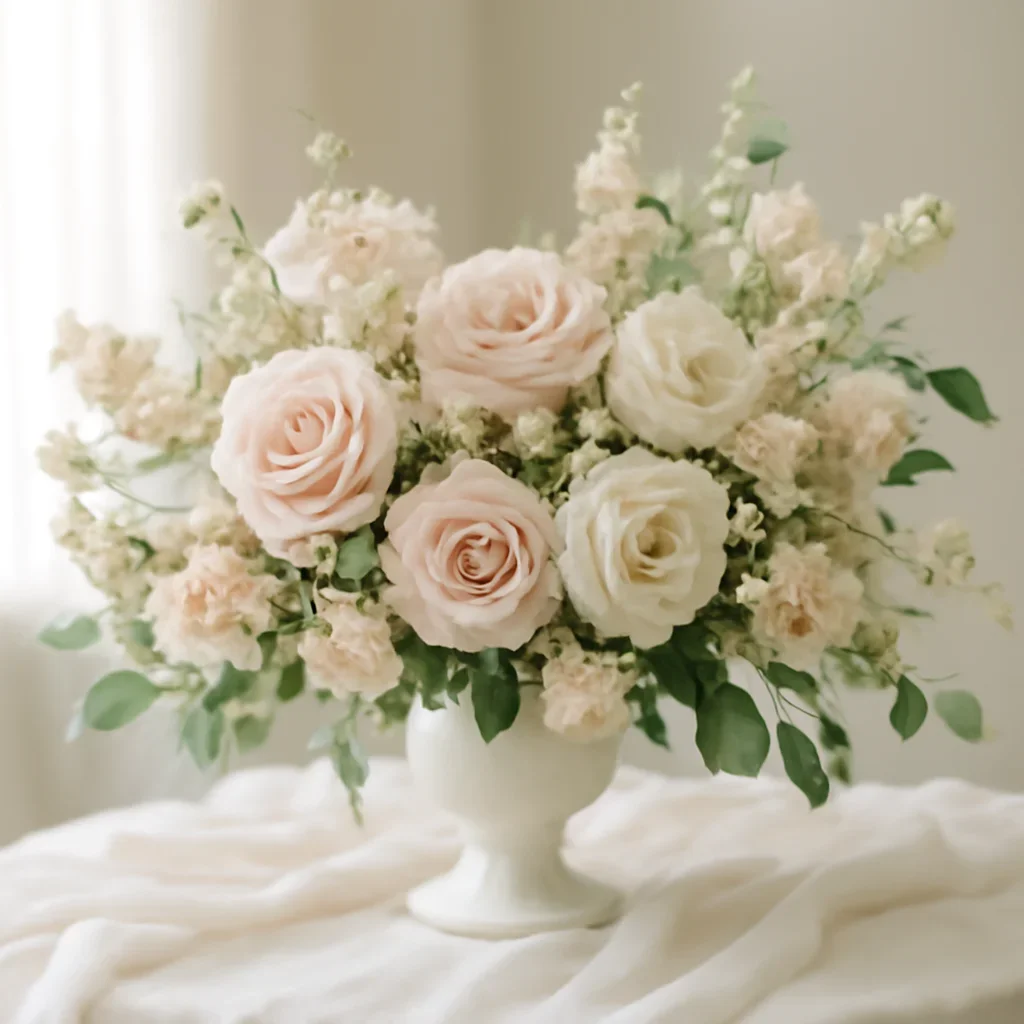 Wedding flower arrangement supporting the land o' lakes wedding florist page