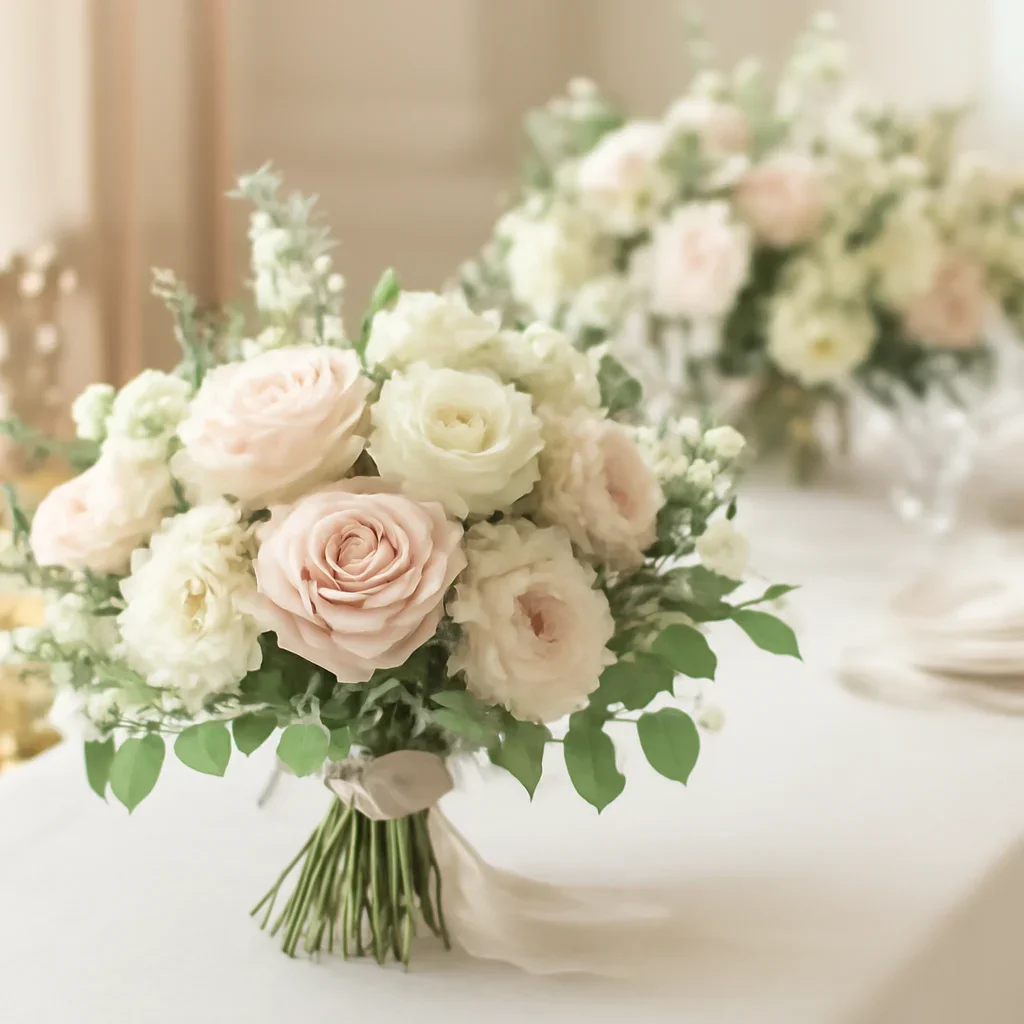 Wedding bouquet and reception florals ready for a Tampa celebration