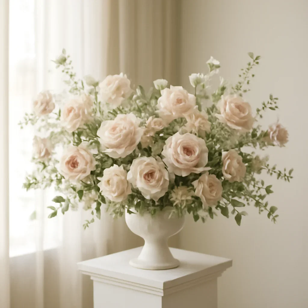 Wedding flower arrangement supporting the riverview wedding florist page