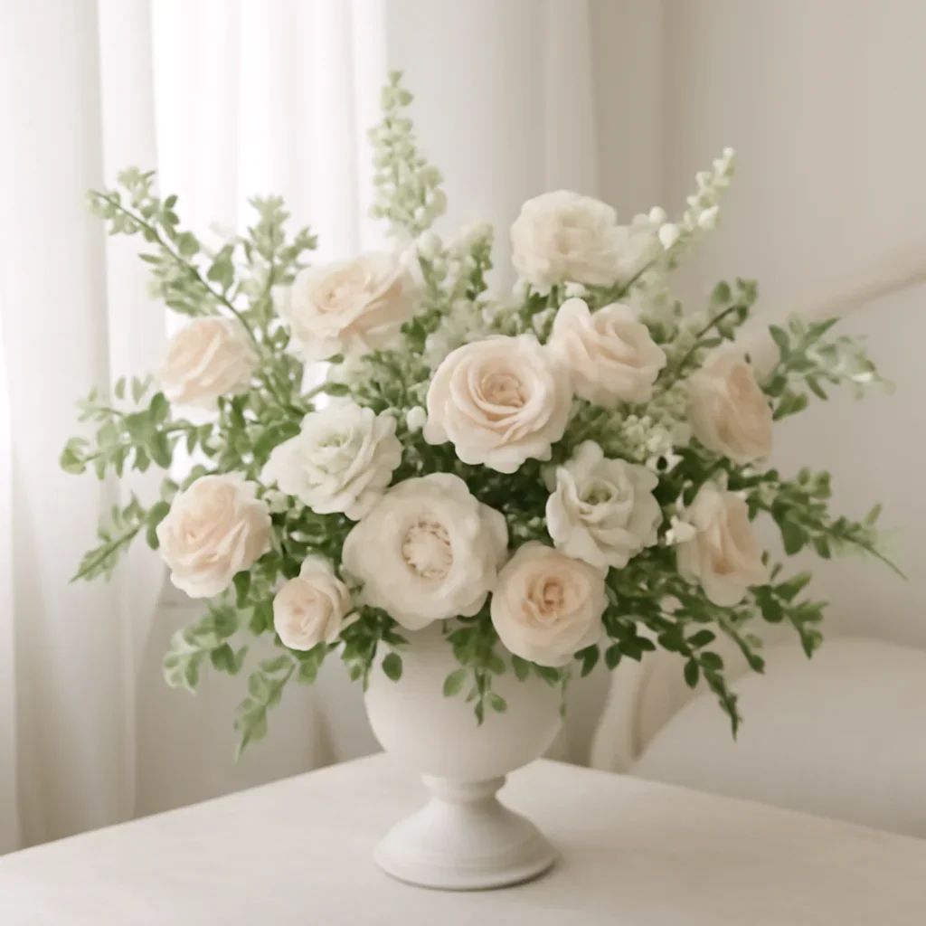 Wedding flower arrangement supporting the destination bride planning page