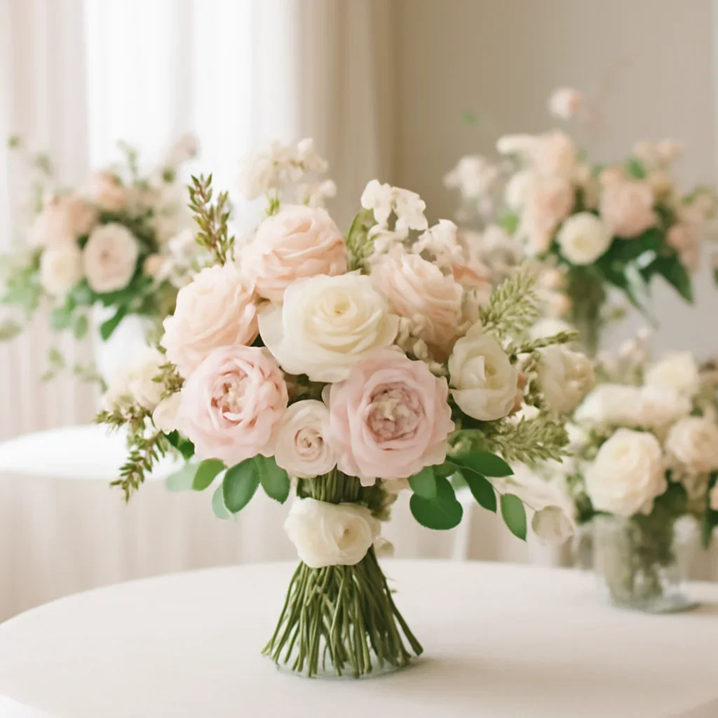 Wedding bouquet and reception florals ready for a Tampa celebration