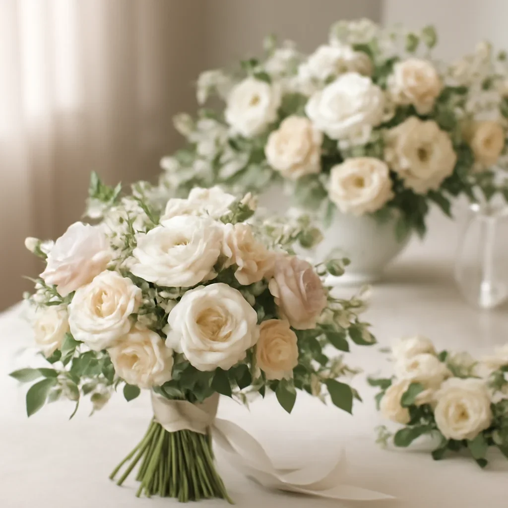 Wedding bouquet and reception florals ready for a Tampa celebration