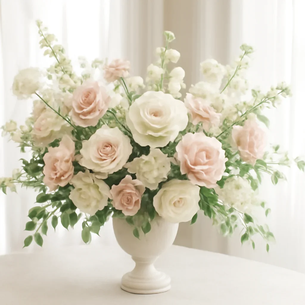 Wedding flower arrangement supporting the wedding flowers by season page