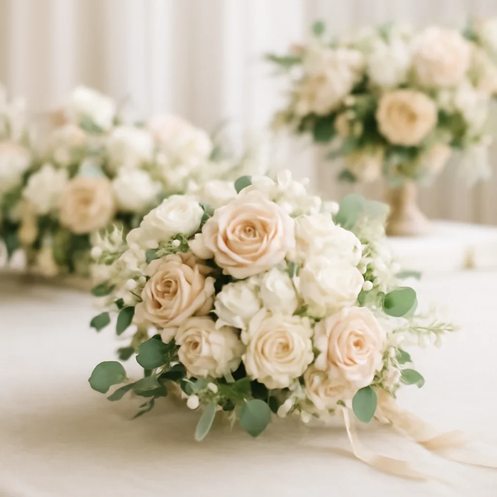 Wedding bouquet and reception florals ready for a Tampa celebration